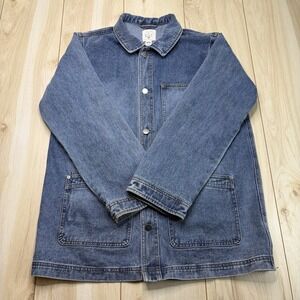 Billabong Men's Chambray Denim Jacket Size Large Blue Front Pockets Jean Buttons